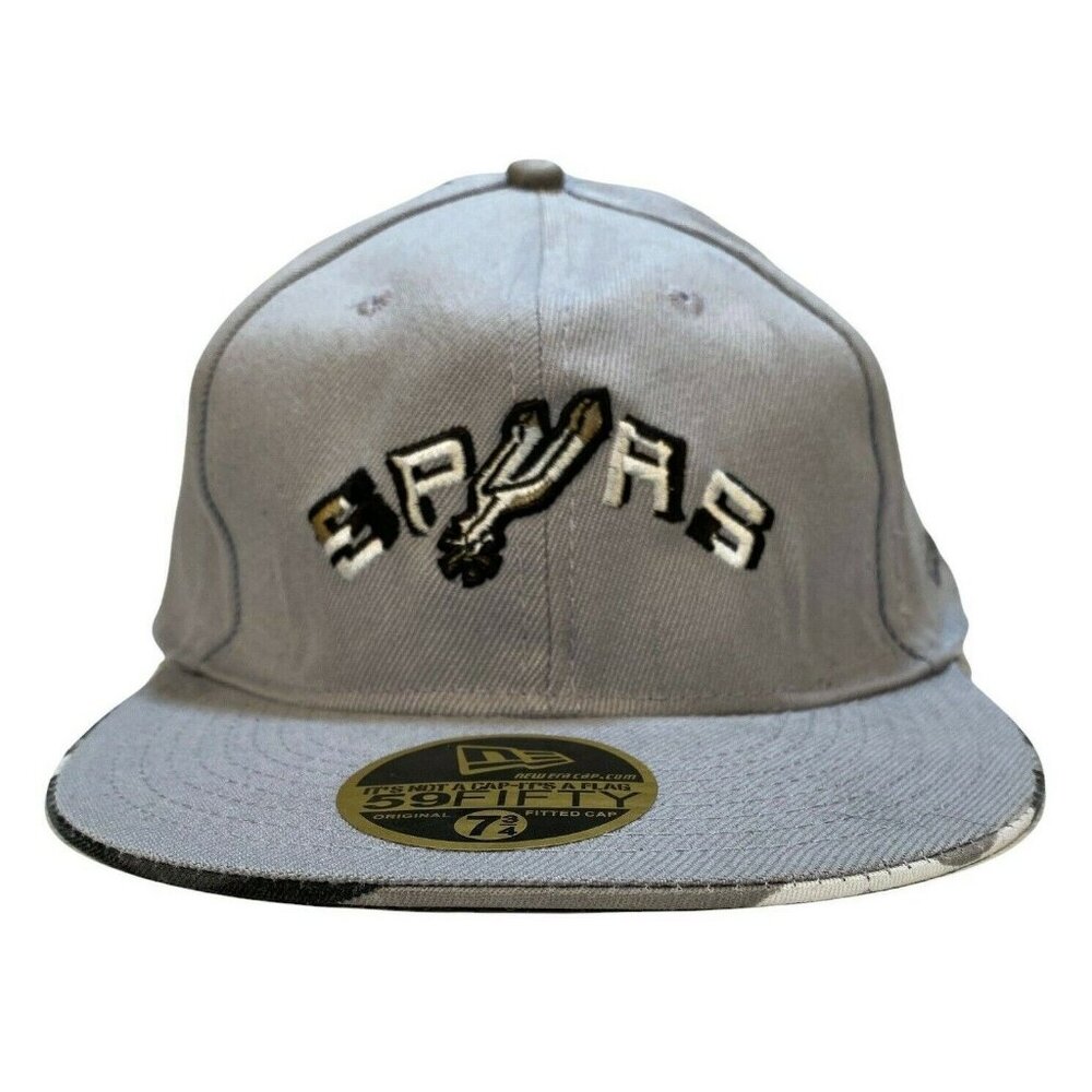 New Era San Antonio Spurs Fitted Wool Cap Sz 7 3/4 5950 NBA Grey Camouflage Trim